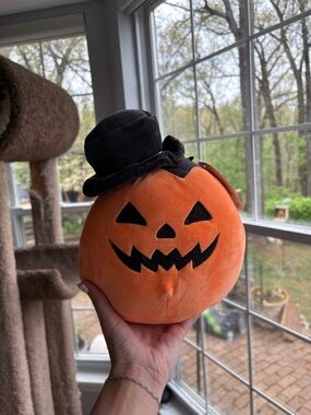Riba the Orange & Black Jack-o'-Lantern with black hat squishmallow NWT 8in